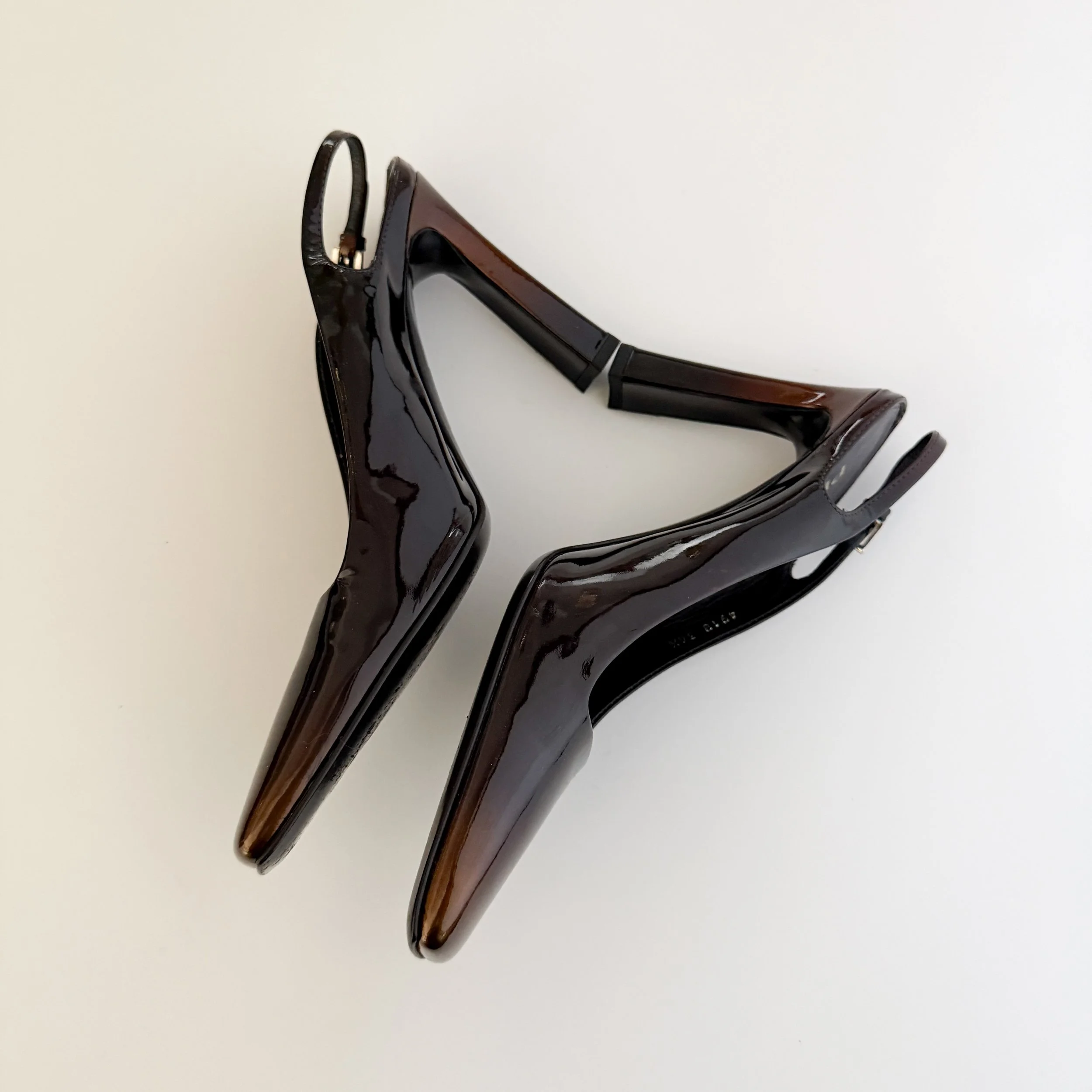 Yves Saint Laurent Vintage Leather Heart Canvas Slingback Mule